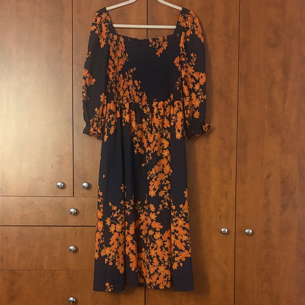 Nanette Lepore Smocked Floral Long Sleeve Dress